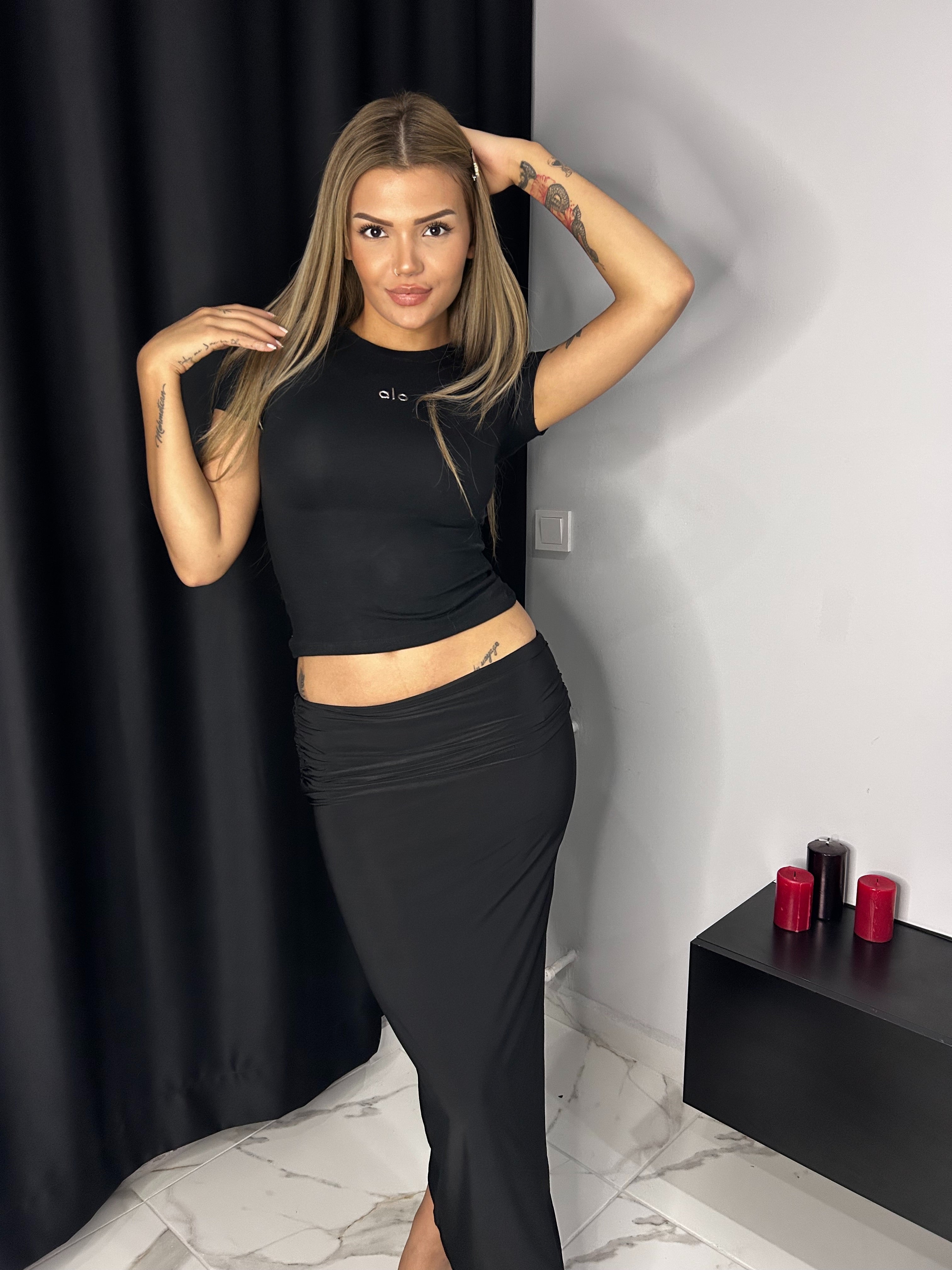 Alo kısa kollu body siyah