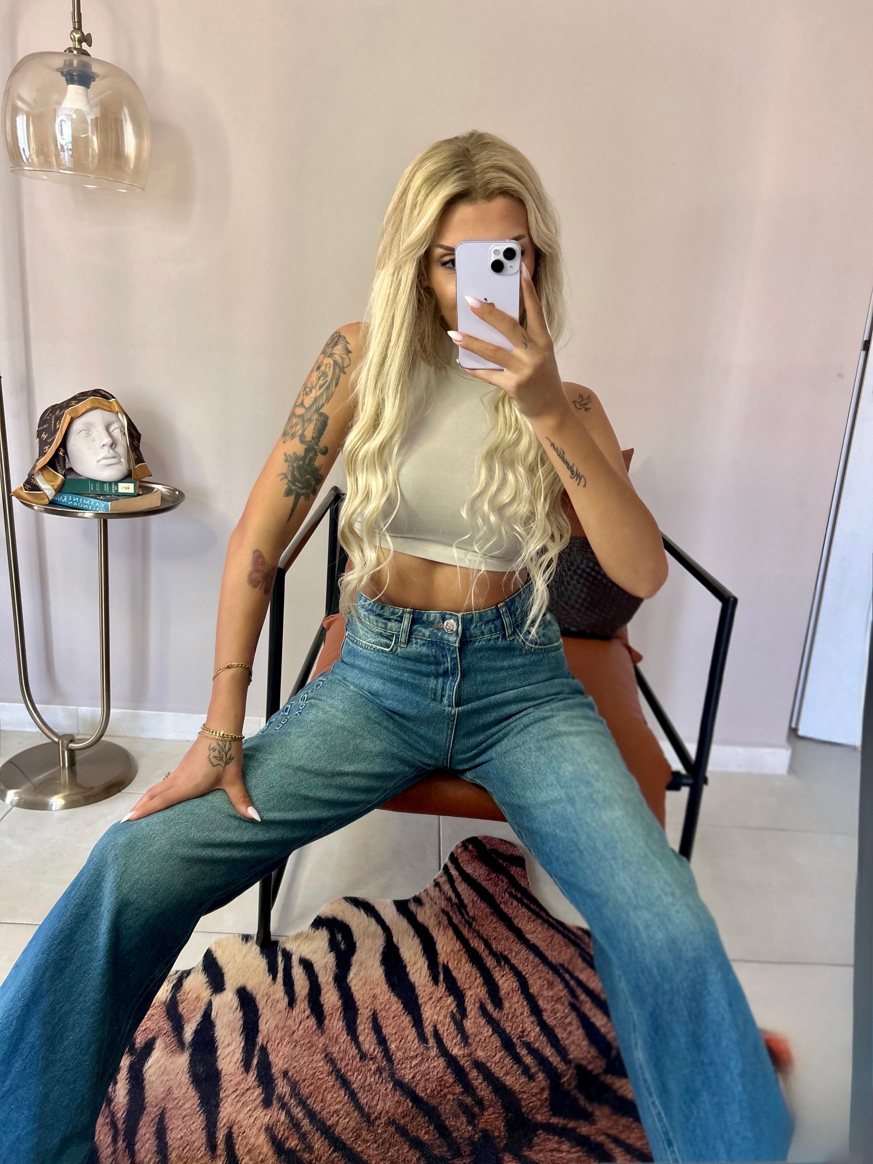 Alexander Wang Nakışlı Jean Mavi