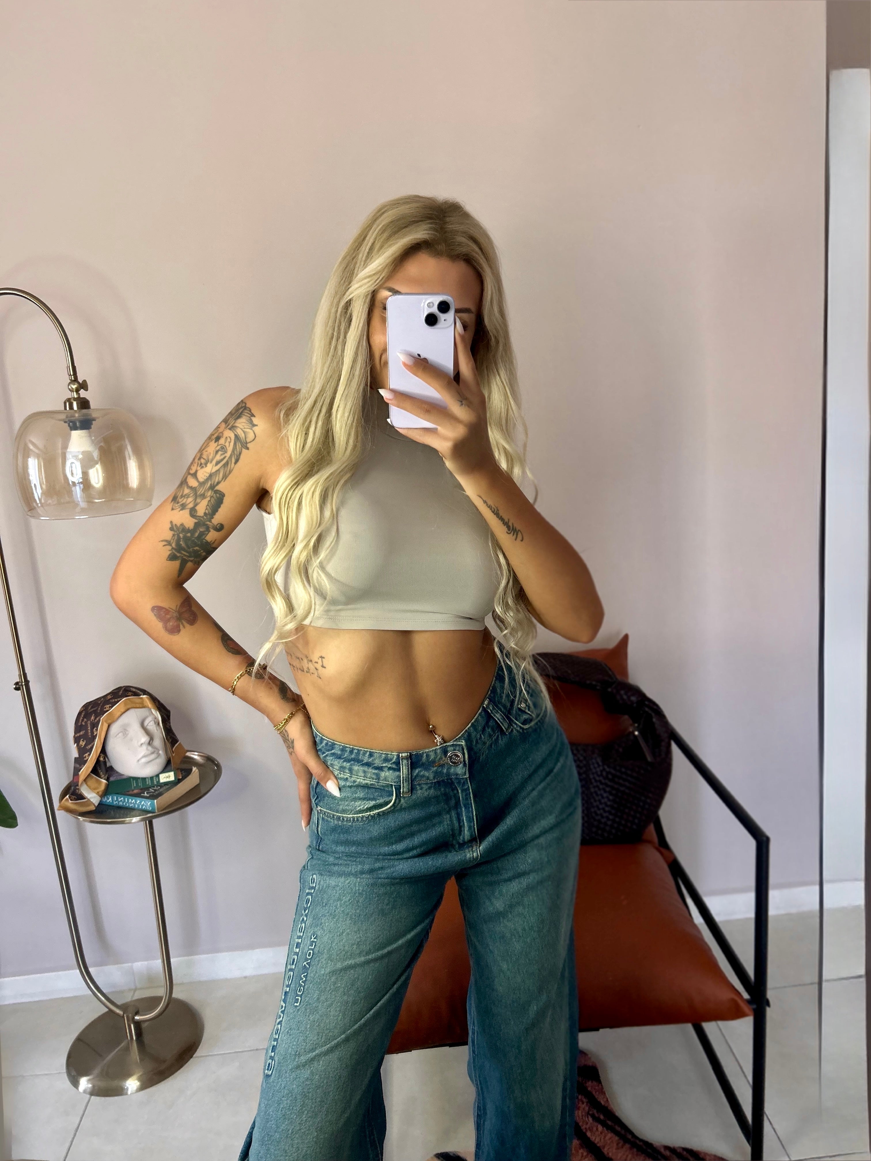 Alexander Wang Nakışlı Jean Mavi