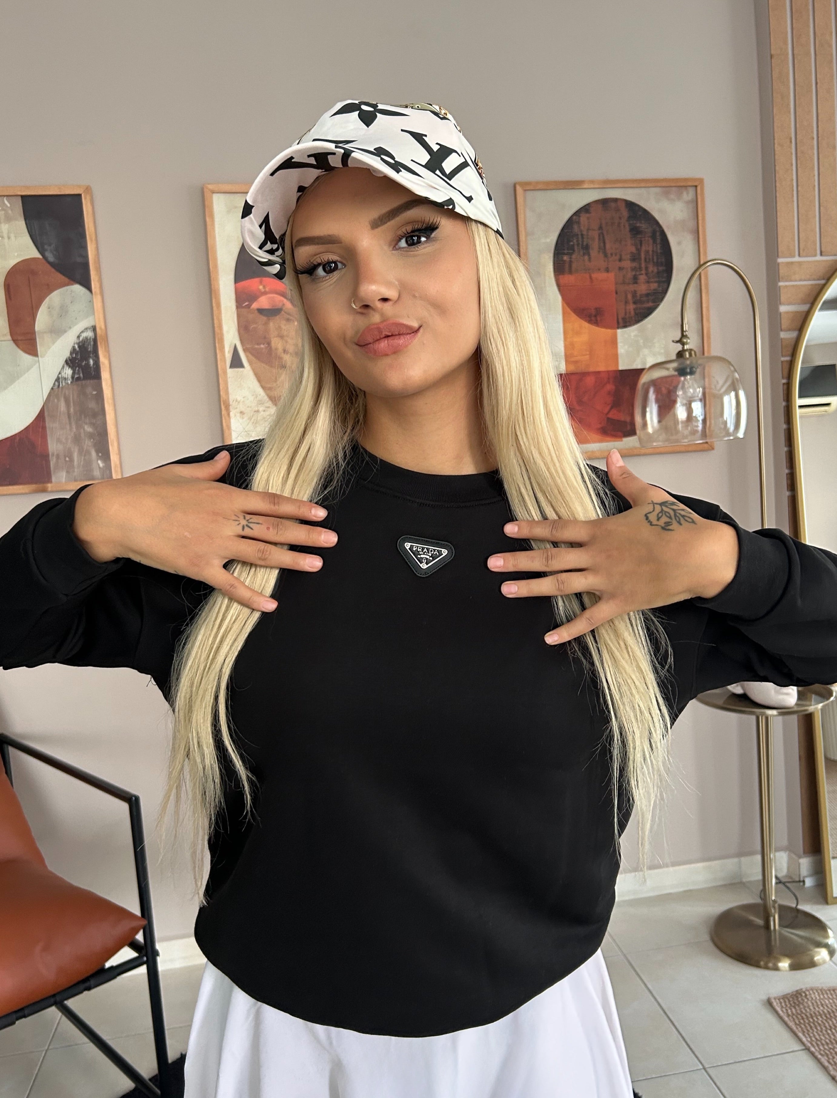 PRD Bisiklet Yaka Siyah Sweatshirt