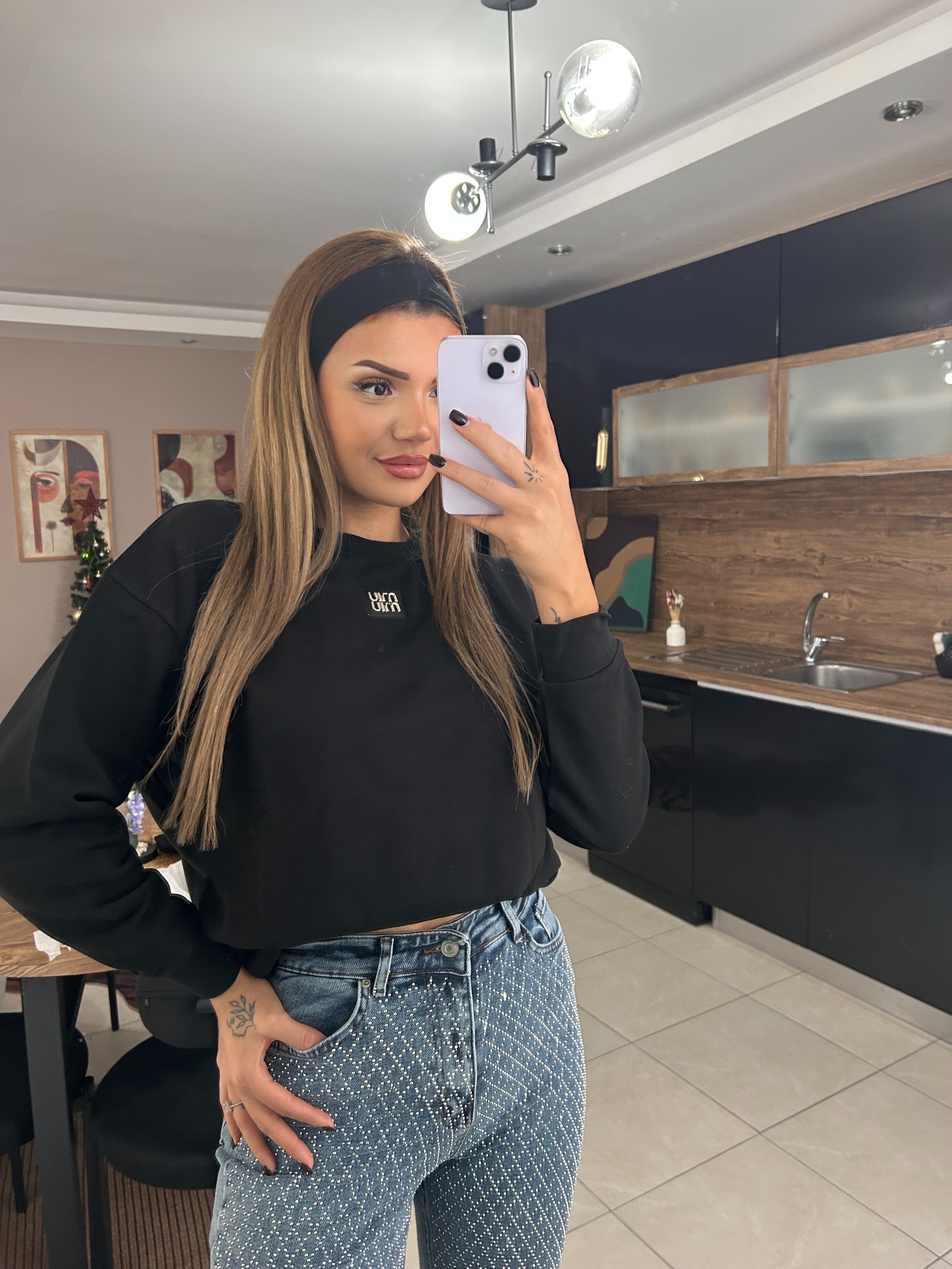 Mıumıu bisiklet yaka sweatshırt