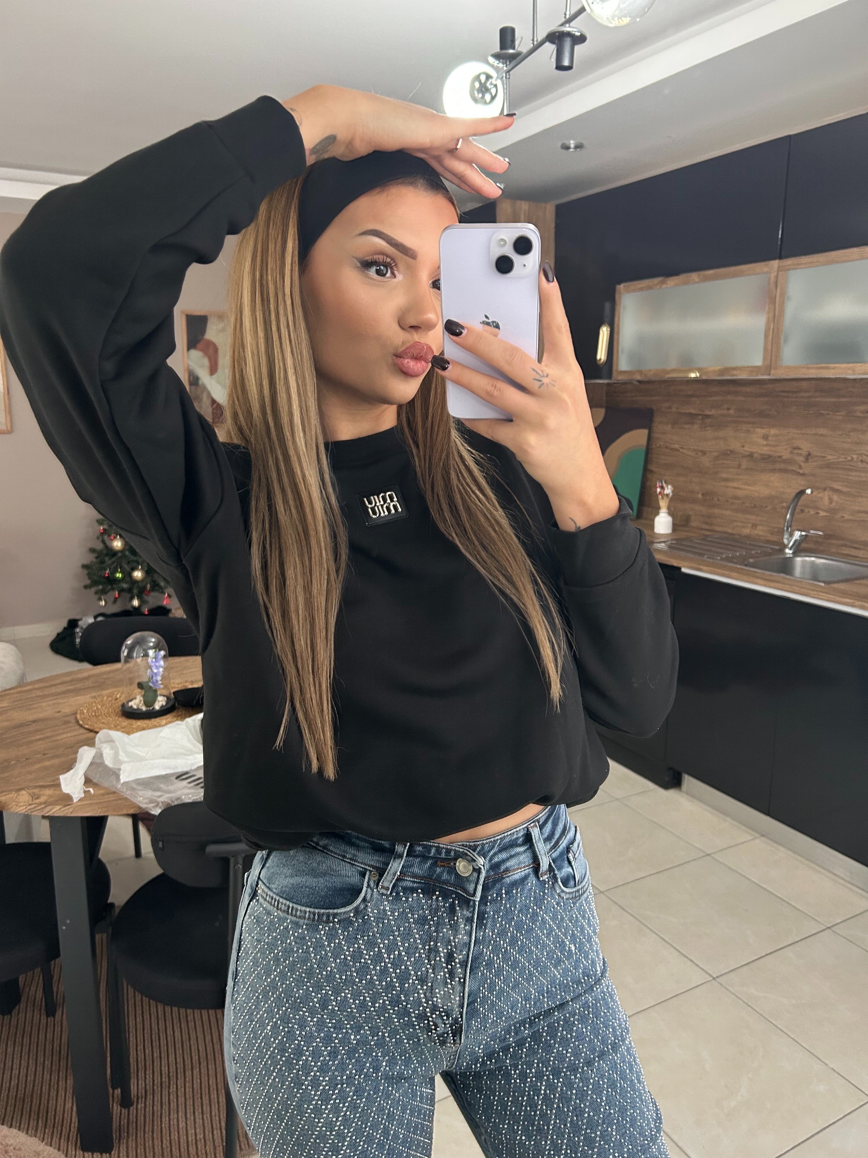 Mıumıu bisiklet yaka sweatshırt