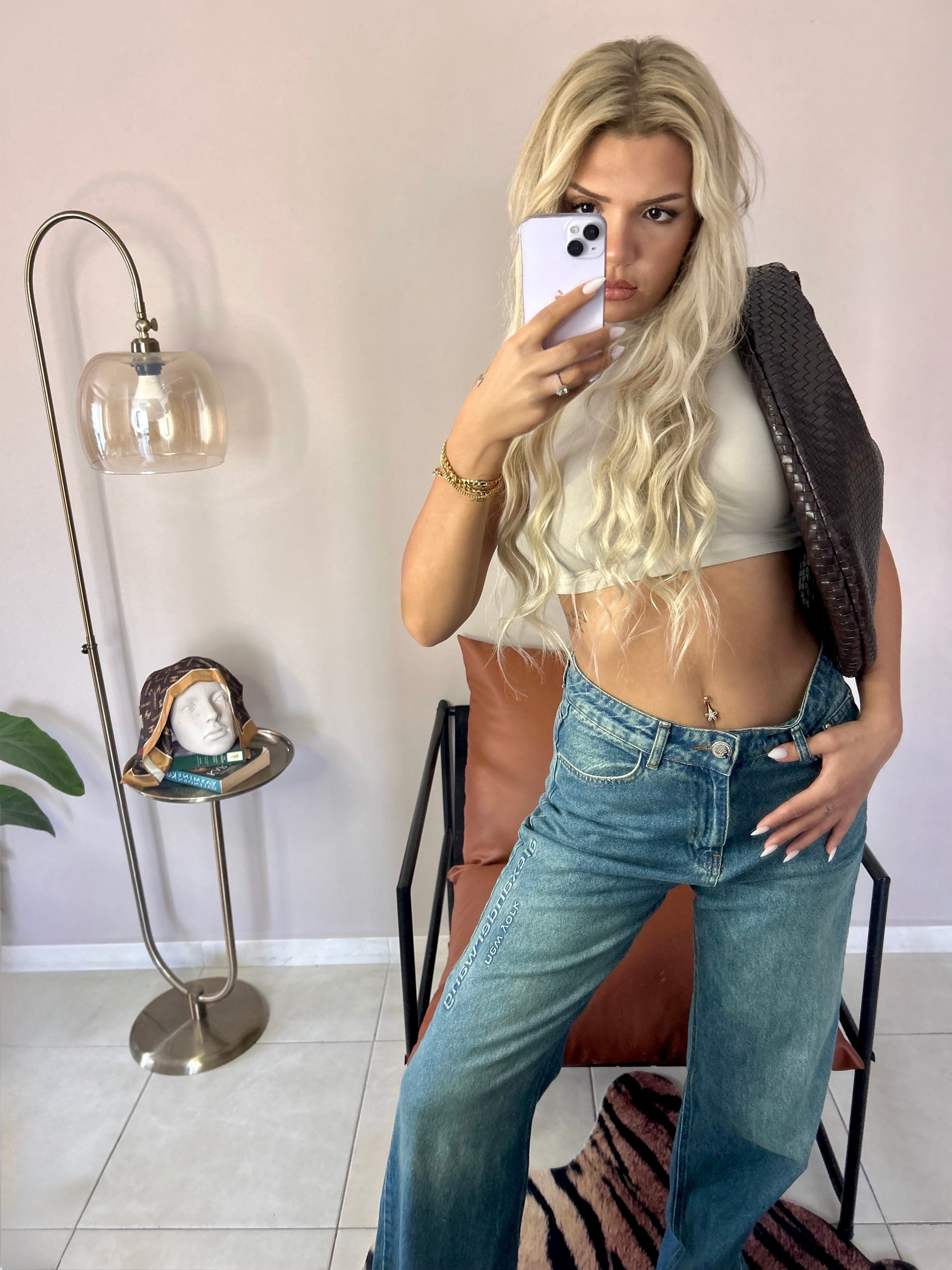 Alexander Wang Nakışlı Jean Mavi
