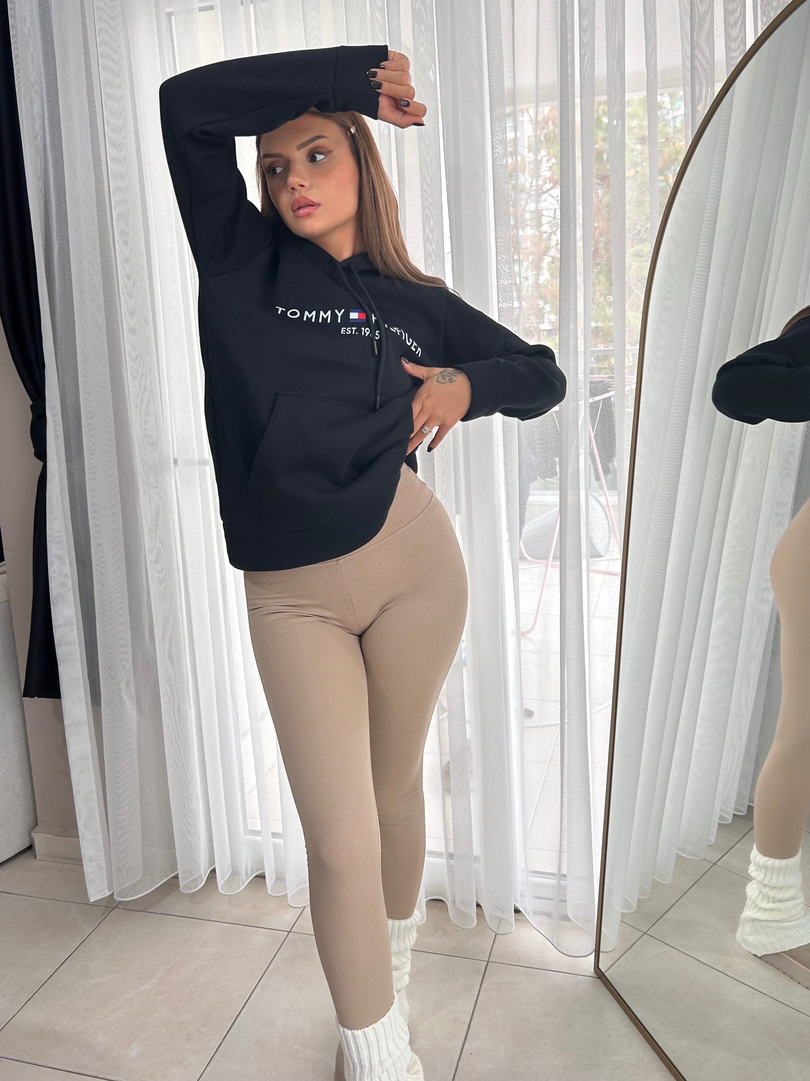 Tommy Hilfiger Kapüşonlu Siyah Sweatshirt