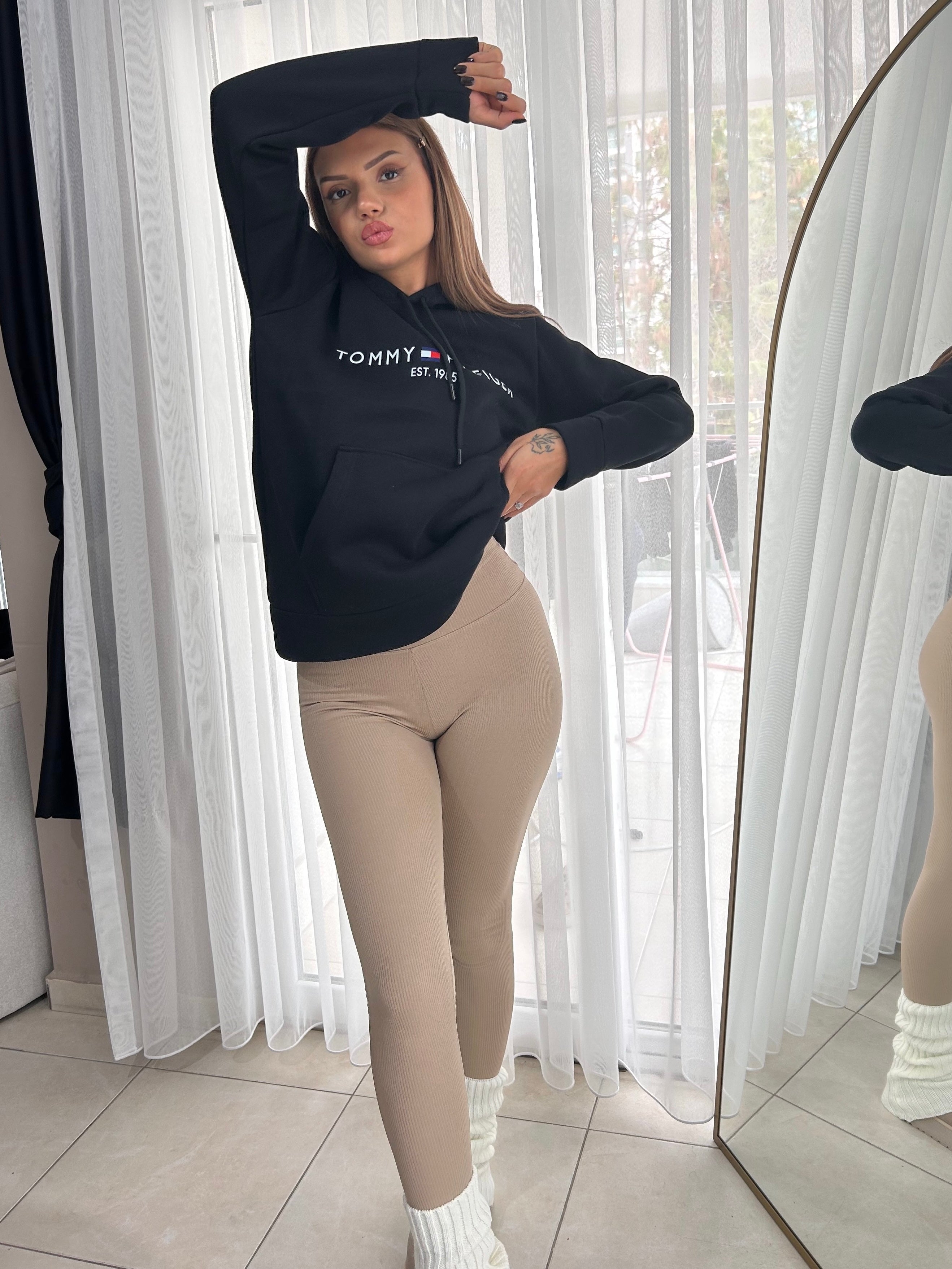 Tommy Hilfiger Kapüşonlu Siyah Sweatshirt