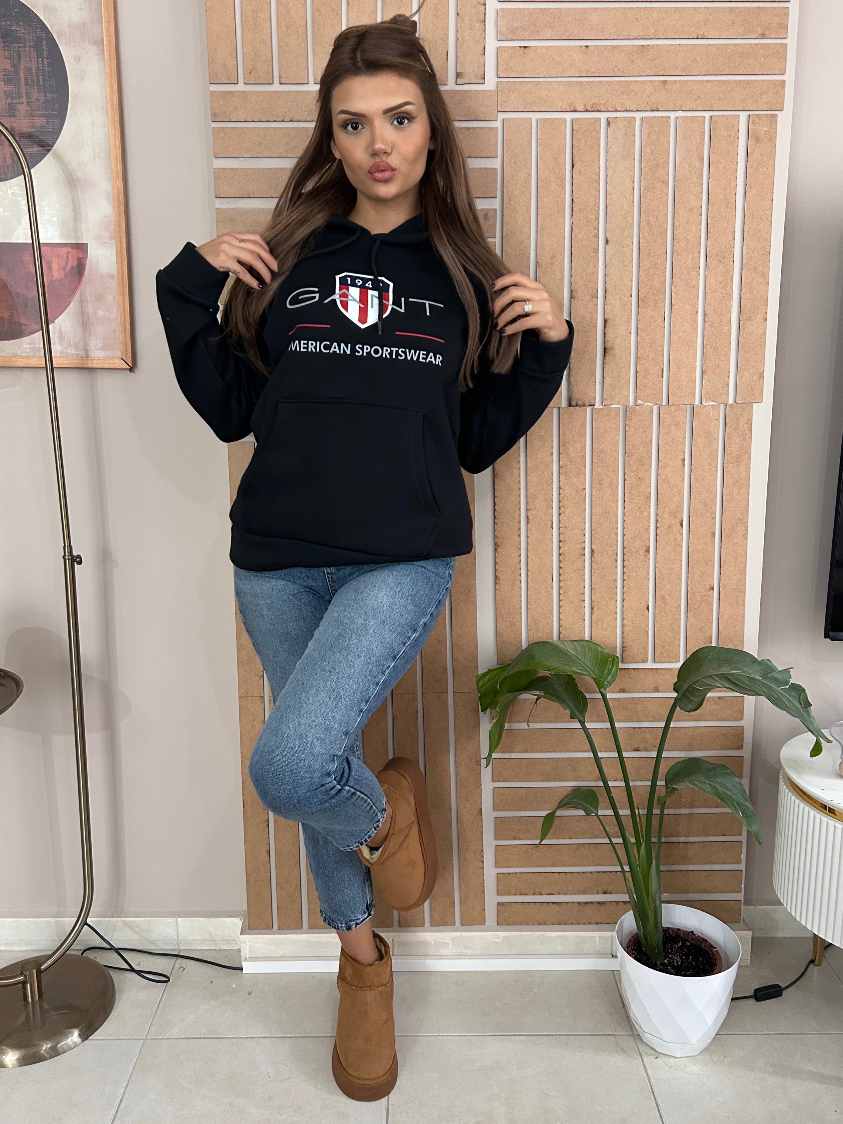 GNT Kapüşonlu Sweatshirt Siyah